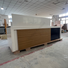 White and Blue Lobby Counter Desk Office Area Reception Desk Marble