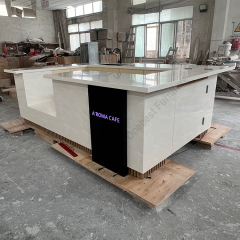 Dupont Corian Restaurant Bar Counter Cake Display U Shape Bar Stools