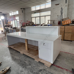 White and Blue Lobby Counter Desk Office Area Reception Desk Marble