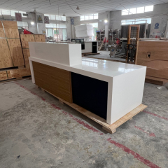 White and Blue Lobby Counter Desk Office Area Reception Desk Marble