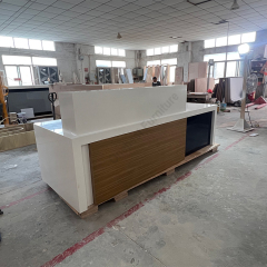 White and Blue Lobby Counter Desk Office Area Reception Desk Marble