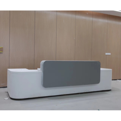 Work Reception Desk Counter Light Grey Lobby Table for Two Persons