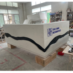 Led Acrylic Engraved Logo Custom Stone Color Reception Desk L Shape