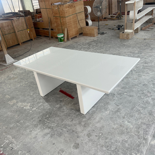 Mini Size 6 Persons Boardroom Tables Modern Stone Conference Table
