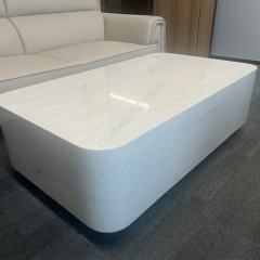 Rounded Corner Stone Outdoor Coffee Table and Chairs