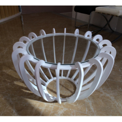 Glass Table Top White Art Design Coffee Table Round Shape