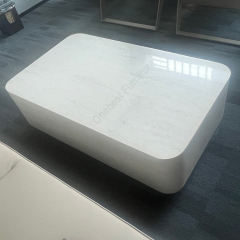 Rounded Corner Stone Outdoor Coffee Table and Chairs