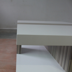 White Marble Stone and Wood Coffee Table Rectangle TV Tables