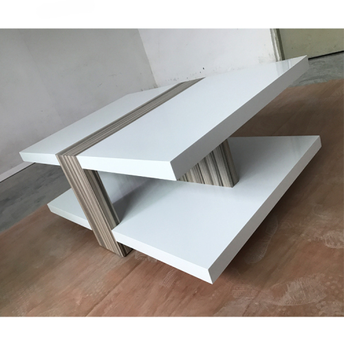 White Marble Stone and Wood Coffee Table Rectangle TV Tables