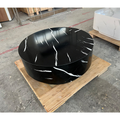 Mini Size Black Solid Surface Stone Coffee Round Table for Home