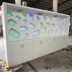 White Artificial Stone Boba Tea Counter Bar LED Hotel Kitchhen Bar Counters