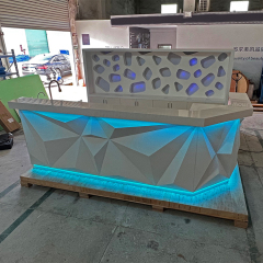 White Artificial Stone Boba Tea Counter Bar LED Hotel Kitchhen Bar Counters