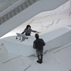 Austria Design Semi Circle Beauty Salon Reception Counter Desk