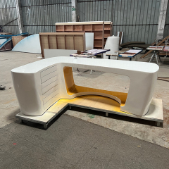 White and Yellow Boss Table Executive Manager Office Desk Furniture