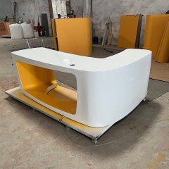 White and Yellow Boss Table Executive Manager Office Desk Furniture
