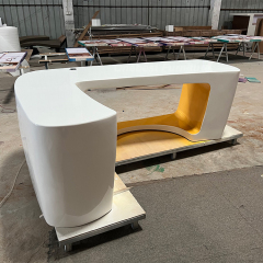 White and Yellow Boss Table Executive Manager Office Desk Furniture