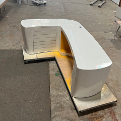 White and Yellow Boss Table Executive Manager Office Desk Furniture