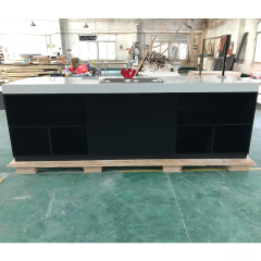 Quartz Stone Counter Top Black Wood Smoothie Kitchen Bar Counter