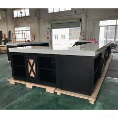 Quartz Stone Counter Top Black Wood Smoothie Kitchen Bar Counter