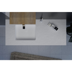 Oak Wood Cabinet White Bathroom Vanity with Sink and Faucet
