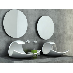 Curved Shape Corian Bathroom Furniture Cabinet Basin Sink for Hand Wash