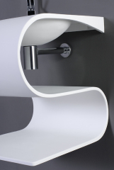 S Shape Wall Mounted Marble Bathroom Vanity with Wash Basin