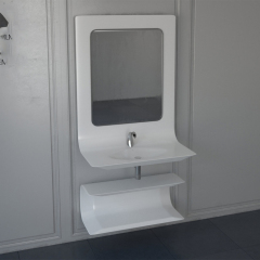 Corian Stone Vanity with Mirror Wash Basin for Hotel Bathroom