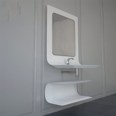 Corian Stone Vanity with Mirror Wash Basin for Hotel Bathroom