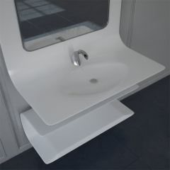 Corian Stone Vanity with Mirror Wash Basin for Hotel Bathroom