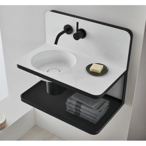 White and Black Bathroom Furniture and Taps Modern Wash Basin Sink