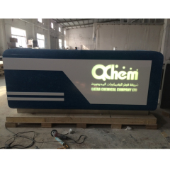 Shop Mall Reception Desk with Led Logo Faux Stone Office Lobby Counters