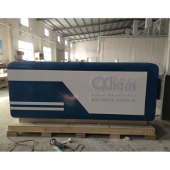 Shop Mall Reception Desk with Led Logo Faux Stone Office Lobby Counters