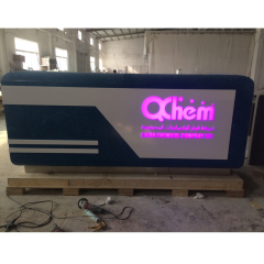 Shop Mall Reception Desk with Led Logo Faux Stone Office Lobby Counters