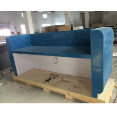 Shop Mall Reception Desk with Led Logo Faux Stone Office Lobby Counters
