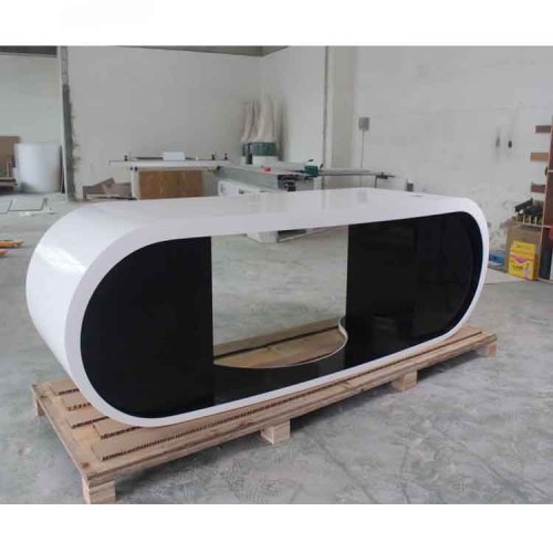 White and Black Color Executive Office Desk Home Work Table with File Cabinet