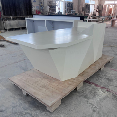 8 Feet Long Spa Reception Desk Beige Color Corian Customer Service Counter