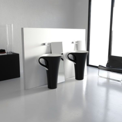 Morden Style Environmental Concrete Bathroom Sink Stand Cup Shape Wash Basin