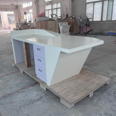 8 Feet Long Spa Reception Desk Beige Color Corian Customer Service Counter