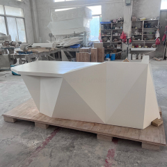 8 Feet Long Spa Reception Desk Beige Color Corian Customer Service Counter