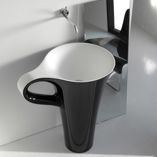 Morden Style Environmental Concrete Bathroom Sink Stand Cup Shape Wash Basin