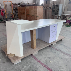 8 Feet Long Spa Reception Desk Beige Color Corian Customer Service Counter