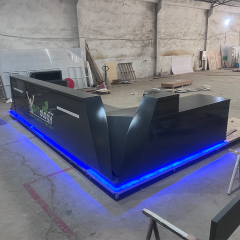Hamburg Gym Lobby Service Counter Custom Color Dark Grey Reception Desk with Led