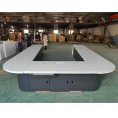 White and Grey U Shape Conference Tables Switch Socket Meeting Table