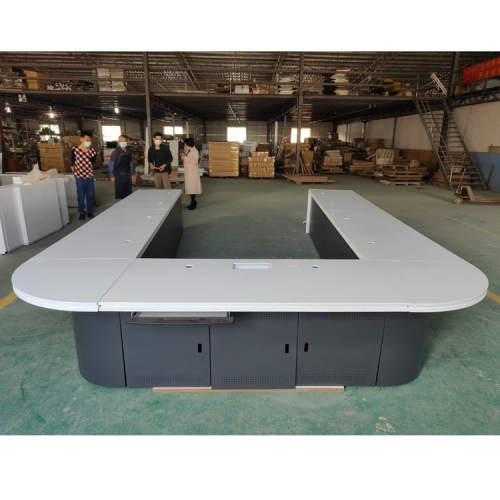 White and Grey U Shape Conference Tables Switch Socket Meeting Table