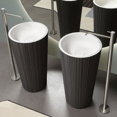 Stand Round Bathroom Sink Luxury Design Marble Wash Basin with Faucet