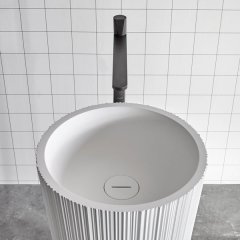 Stand Round Bathroom Sink Luxury Design Marble Wash Basin with Faucet