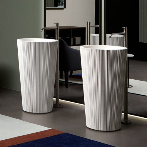 Stand Round Bathroom Sink Luxury Design Marble Wash Basin with Faucet