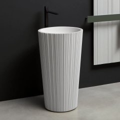 Stand Round Bathroom Sink Luxury Design Marble Wash Basin with Faucet