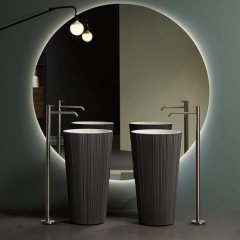 Stand Round Bathroom Sink Luxury Design Marble Wash Basin with Faucet