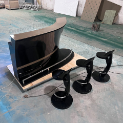 Led Black Bar Furniture Ready Made Restaurant Bar Counter Boat Shape